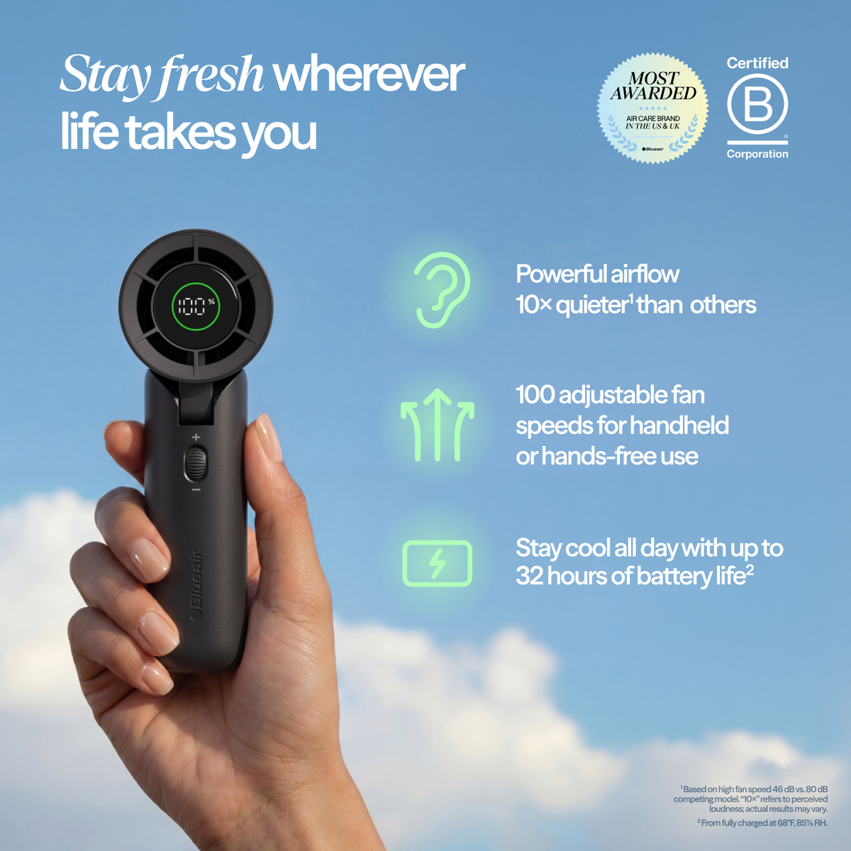 AlwaysCool Portable Handheld Fan - Night Charcoal