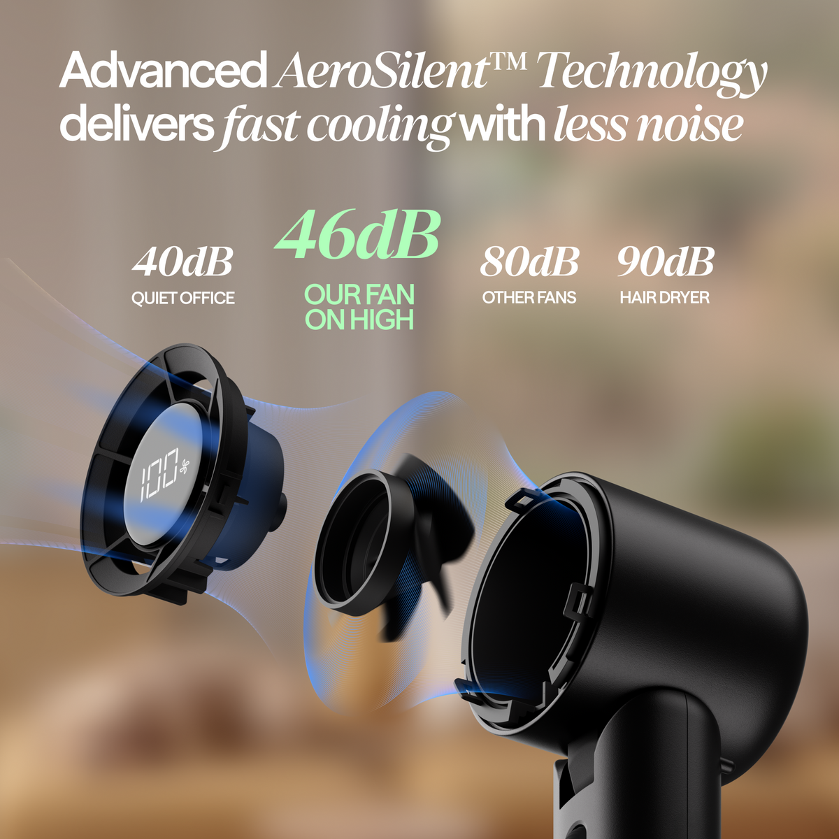 AlwaysCool Portable Handheld Fan - Night Charcoal