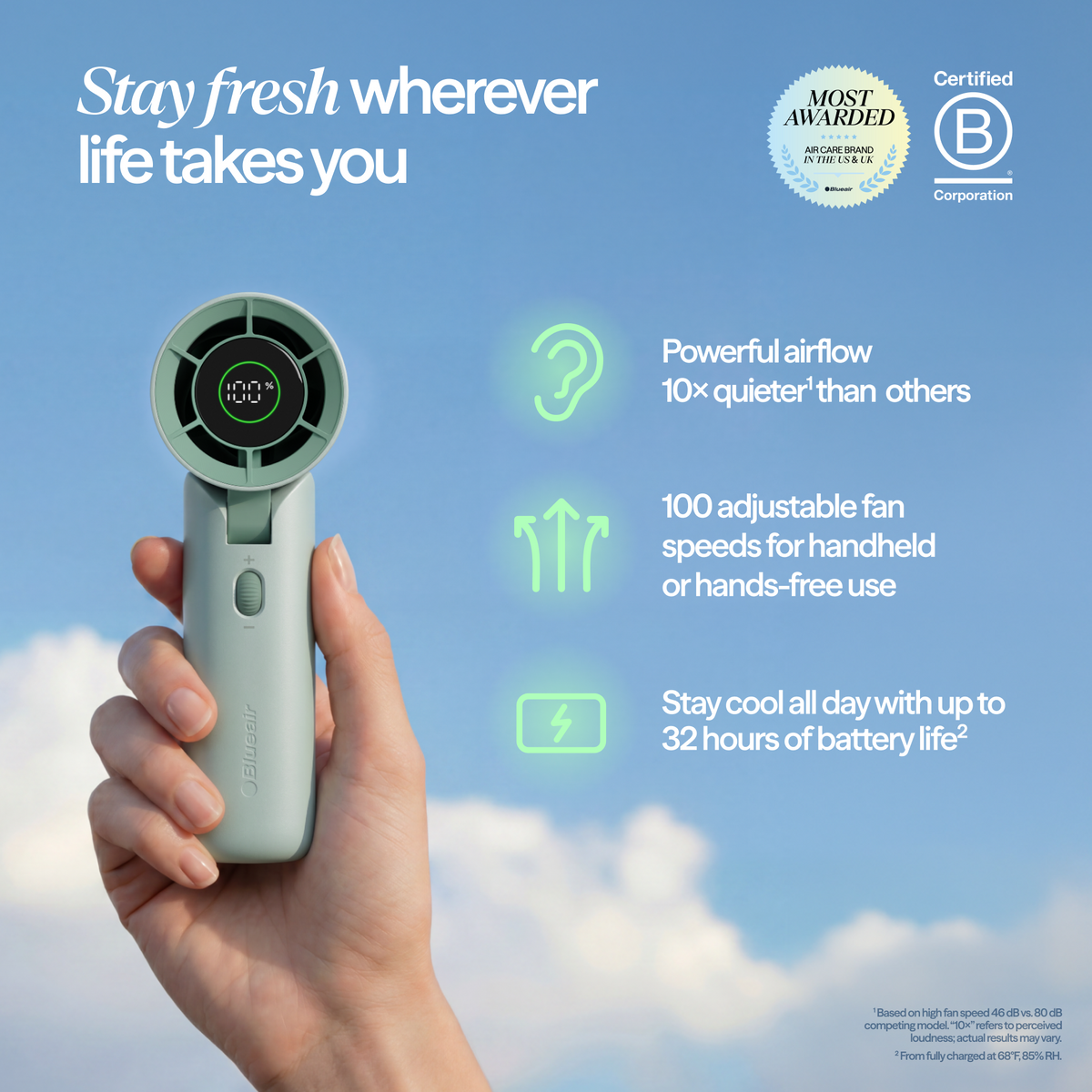 AlwaysCool Portable Handheld Fan  - Arctic Sage
